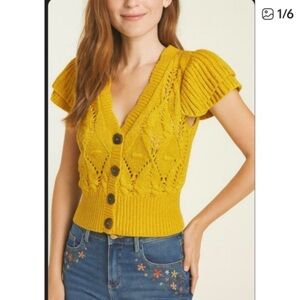 Driftwood V-Neck Mustard Sweater